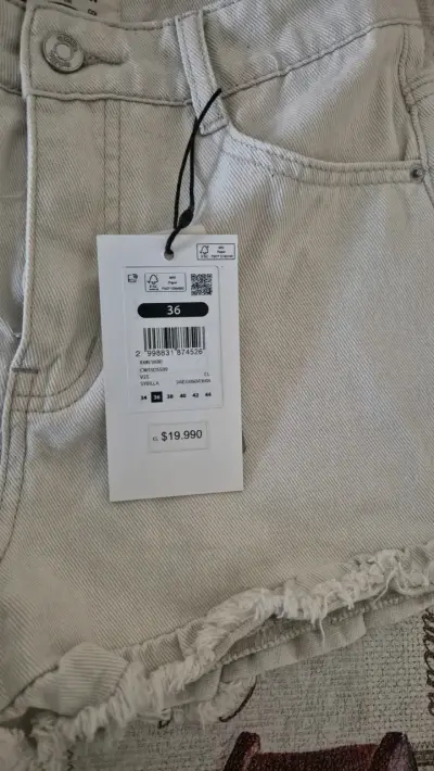 Shorts de mezclilla beige Sybilla talla 36 - miniatura 3
