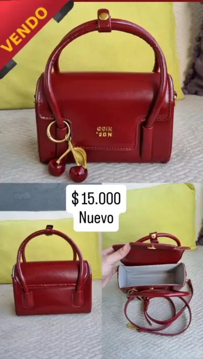 Cartera roja con diseño de cerezas - miniatura 1