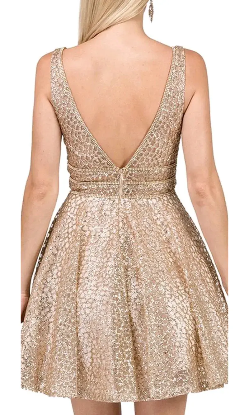 Vestido de fiesta dorado con lentejuelas - 4