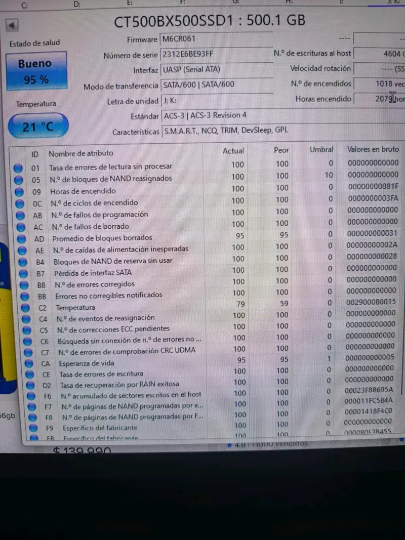 Disco SSD Crucial BX500 500GB 2.5" - 3