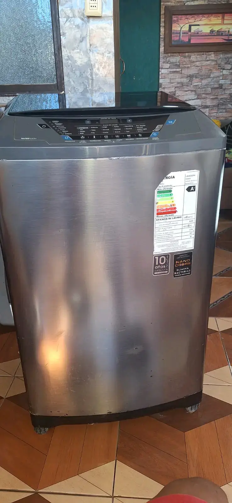 Lavadora Fensa carga superior 10 kg acero inoxidable - 1