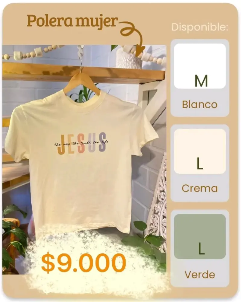 Polera mujer con diseño de fe en varios colores - 1