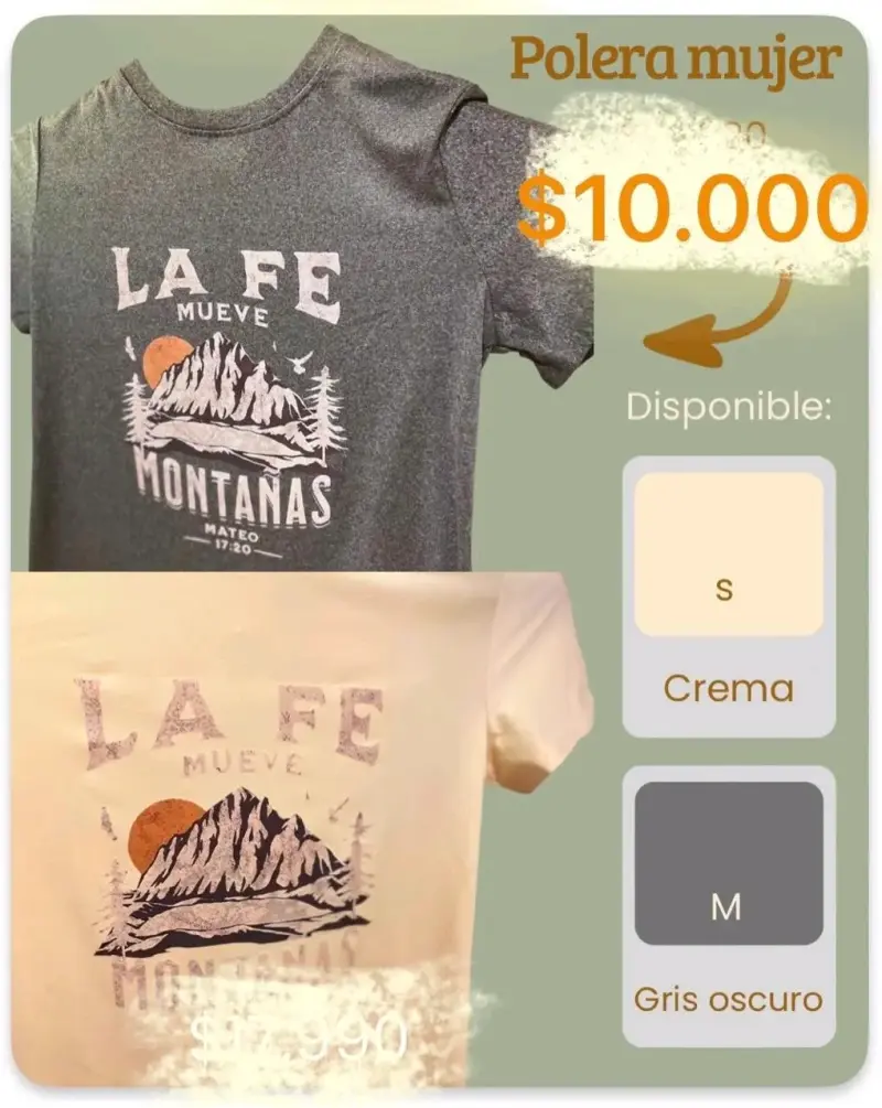 Polera mujer con diseño de fe en varios colores - 3