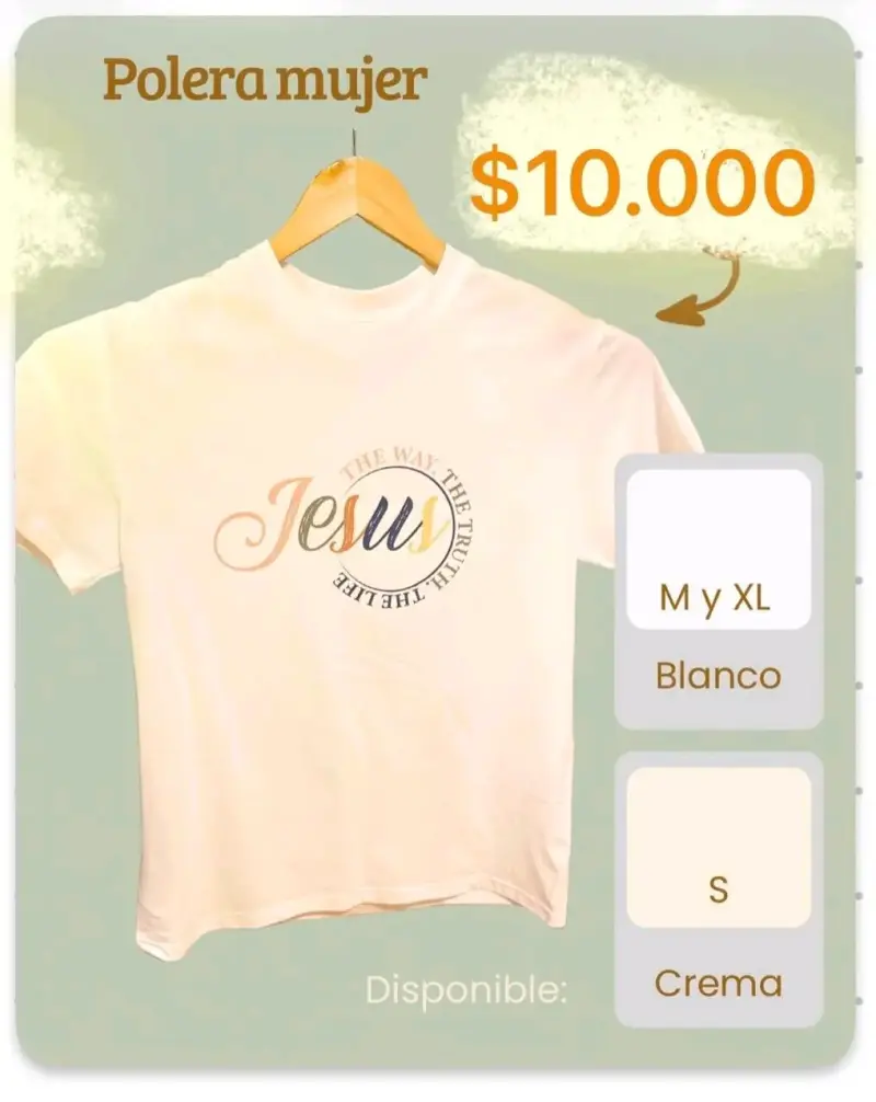 Polera mujer con diseño de fe en varios colores - 6