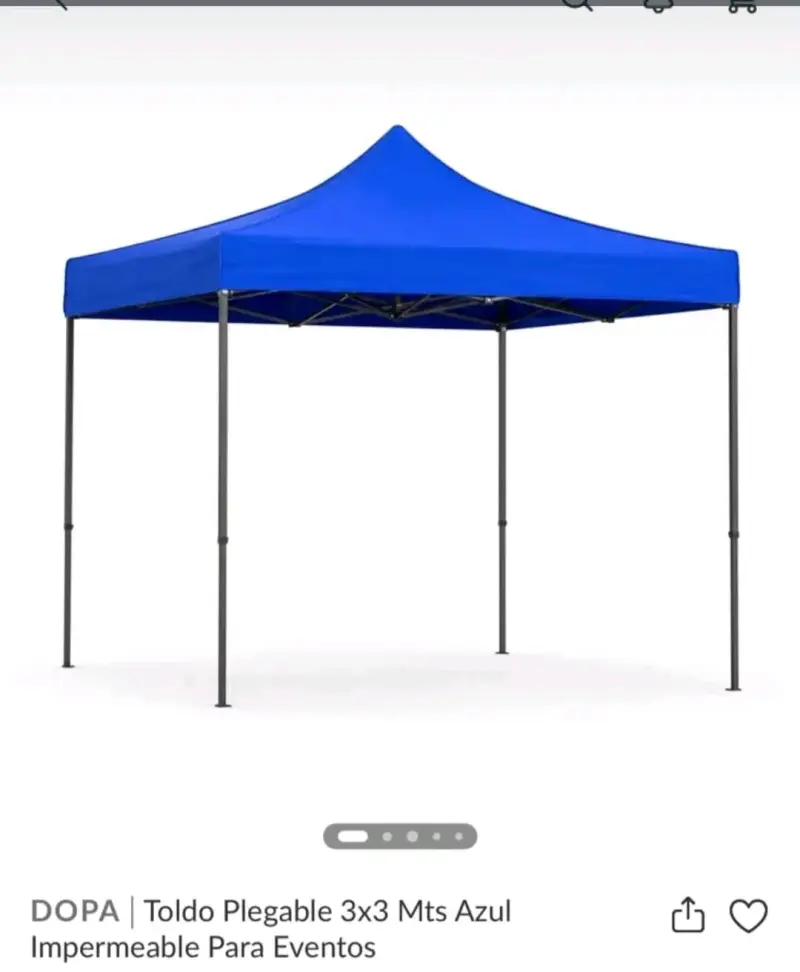 Toldo plegable azul 3x3 metros impermeable - 1