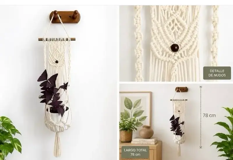 Colgador de macramé para plantas decorativo - 6