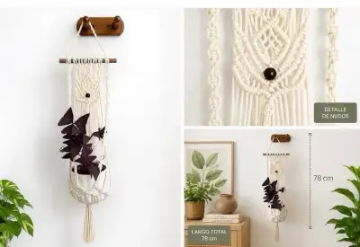 Colgador de macramé para plantas decorativo - miniatura 6