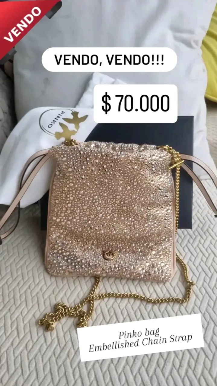 Bolso Pinko con cadena dorada y cristales - 1