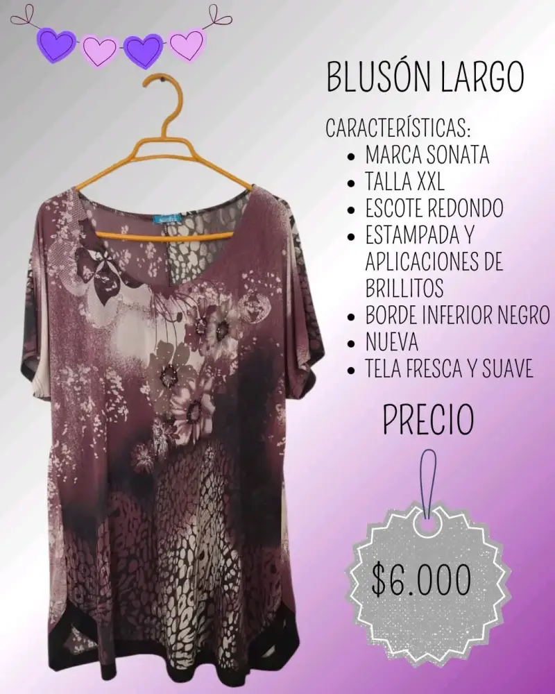 Blusón Largo Sonata Estampado Floral Talla XXL
