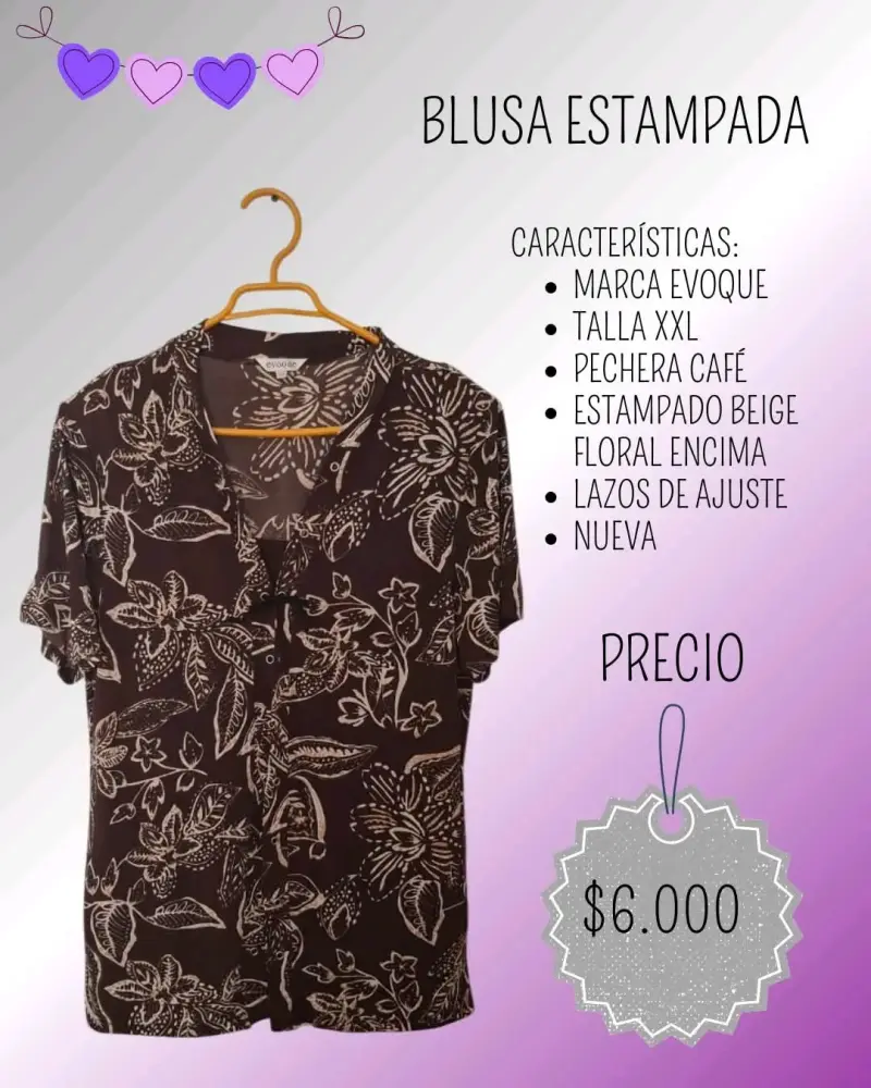Blusa Estampada Evoque Floral Beige Talla XXL