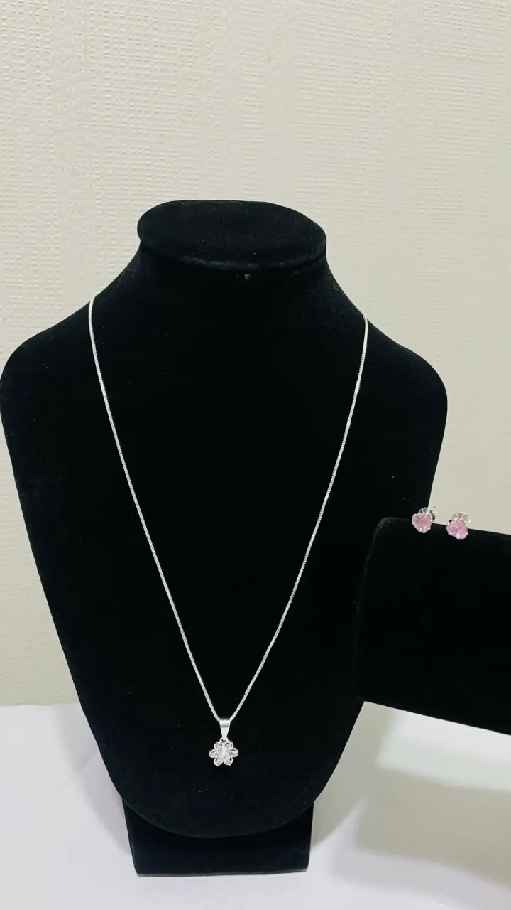 Set de collar y aros con colgante de cristal - 2