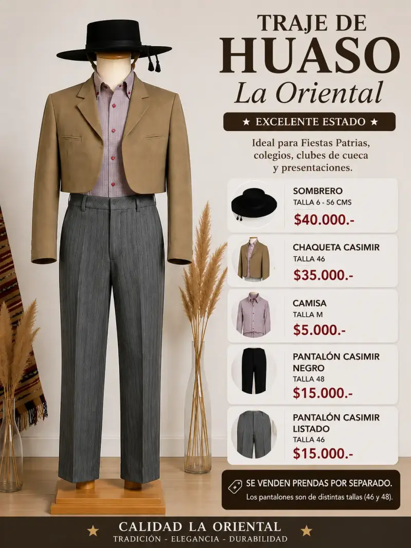Traje de Huaso La Oriental en excelente estado