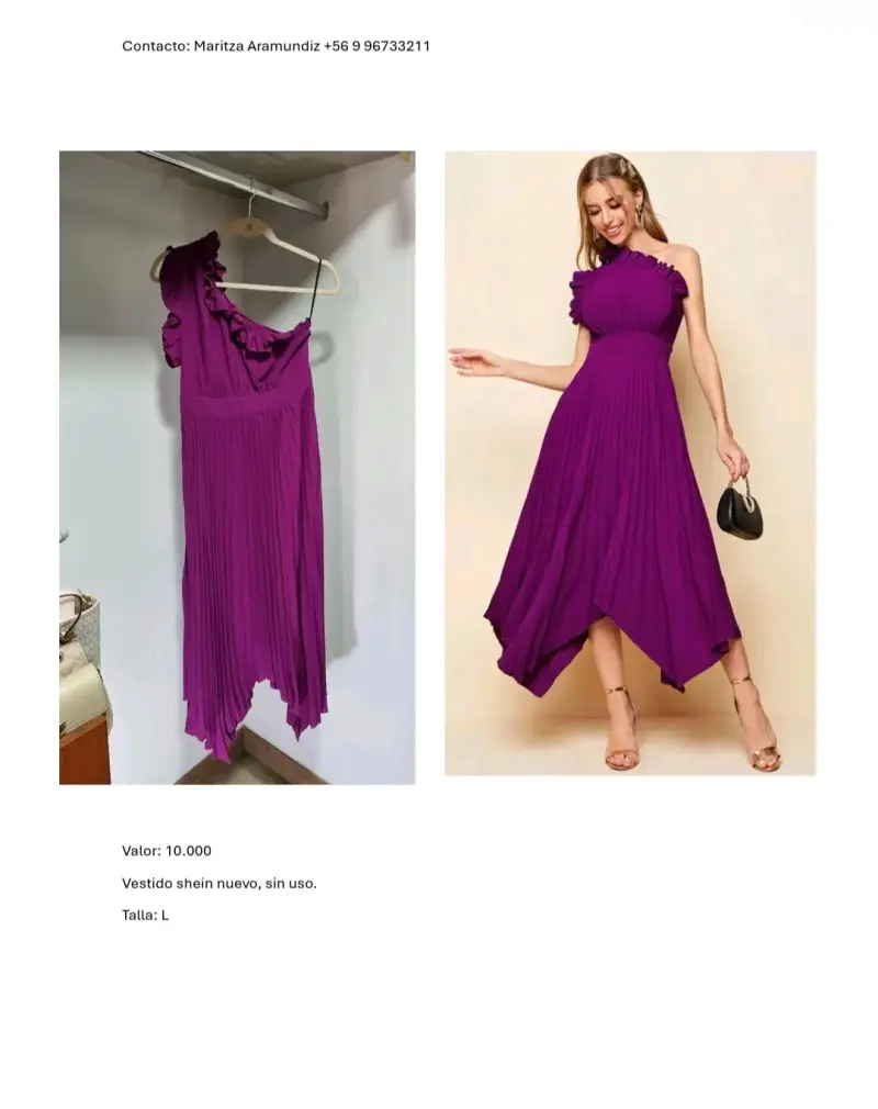 Vestido morado de un solo hombro Shein nuevo