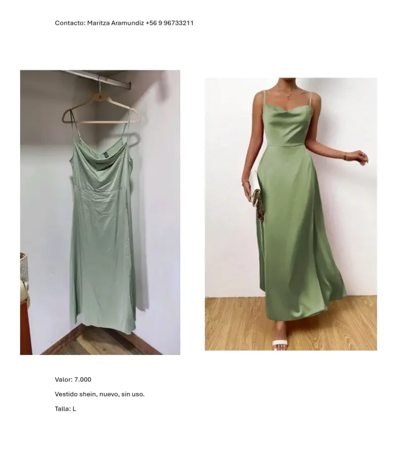 Vestido largo verde Shein nuevo talla L