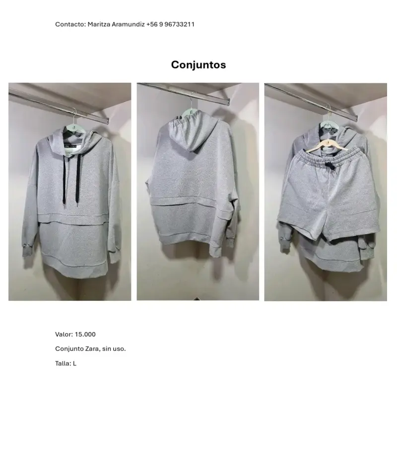 Conjunto deportivo gris Zara sin uso