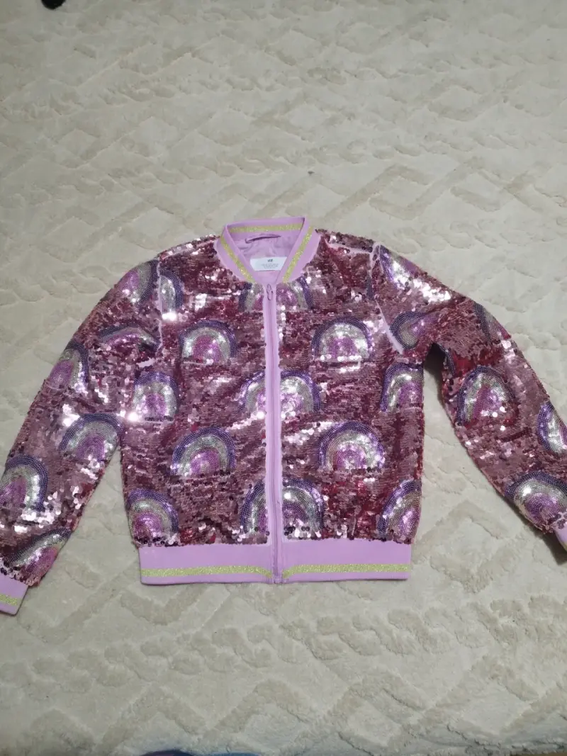 Chaqueta de lentejuelas para niña con arcoíris - 1