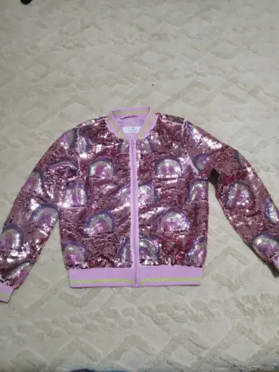 Chaqueta de lentejuelas para niña con arcoíris - miniatura 1