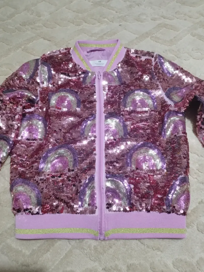 Chaqueta de lentejuelas para niña con arcoíris - 2