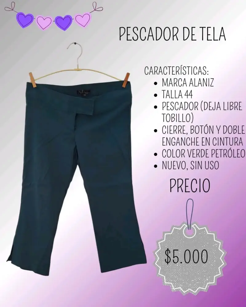 Pantalón pescador Alaniz verde petróleo talla 44