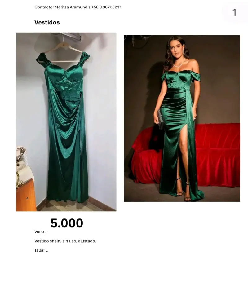Vestido largo verde esmeralda sin uso