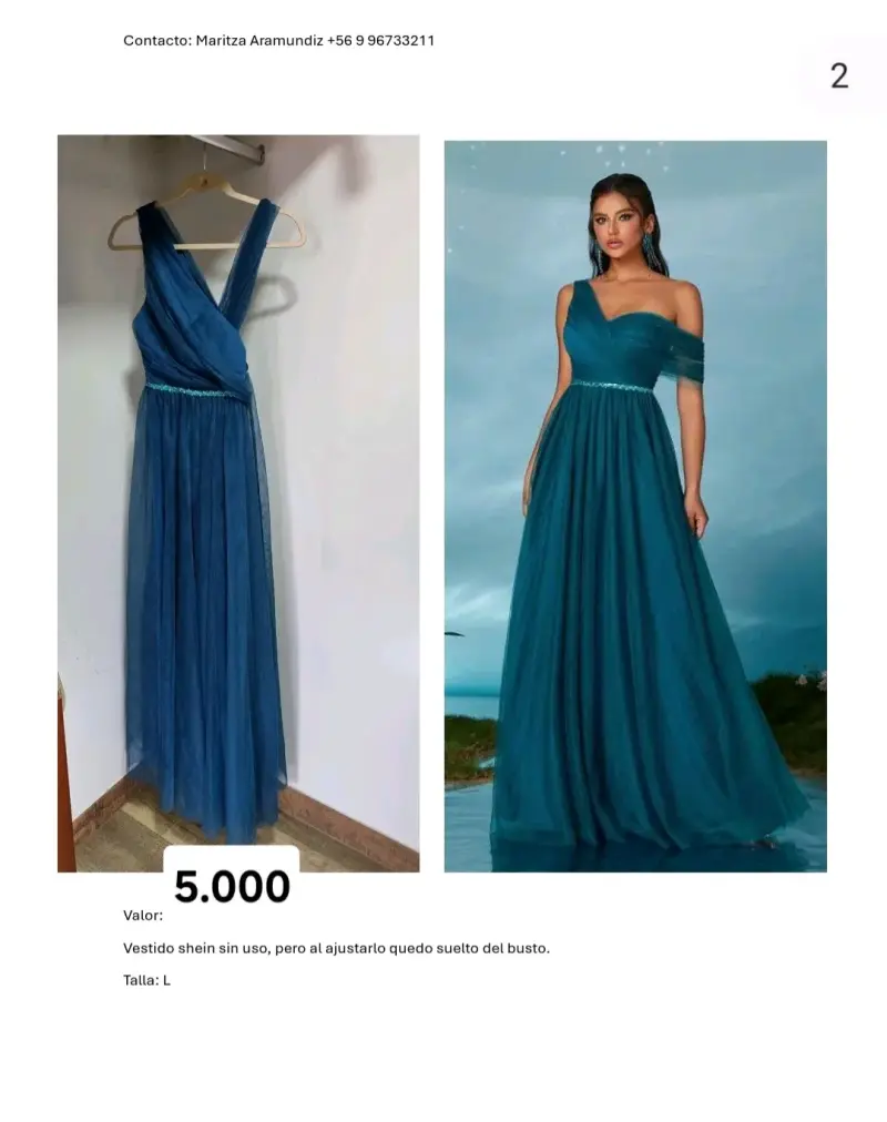 Vestido de fiesta azul sin uso talla L