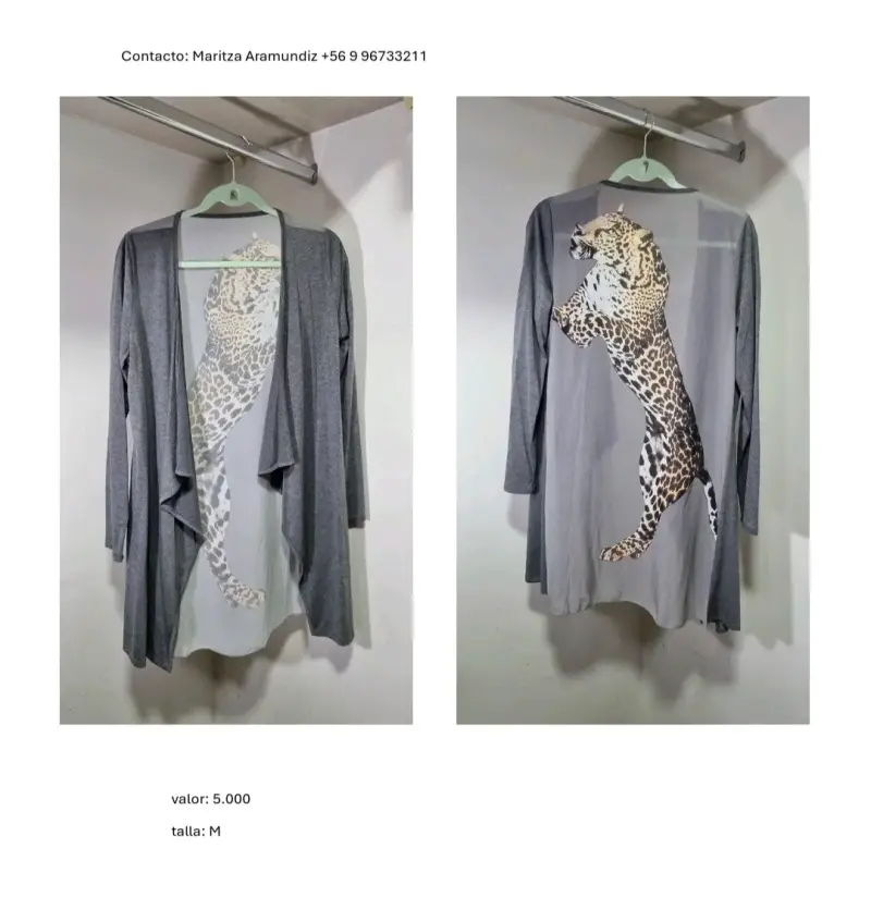 Cardigan gris con diseño de leopardo