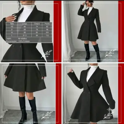 Abrigo negro elegante para mujer - miniatura 2