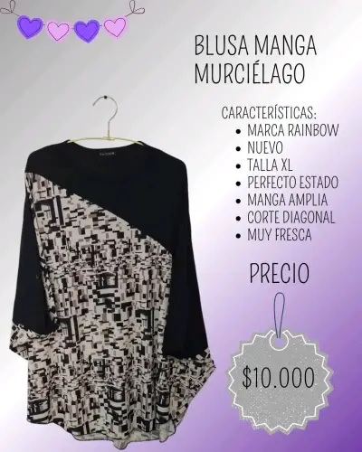 Blusa manga murciélago Rainbow XL - miniatura 1