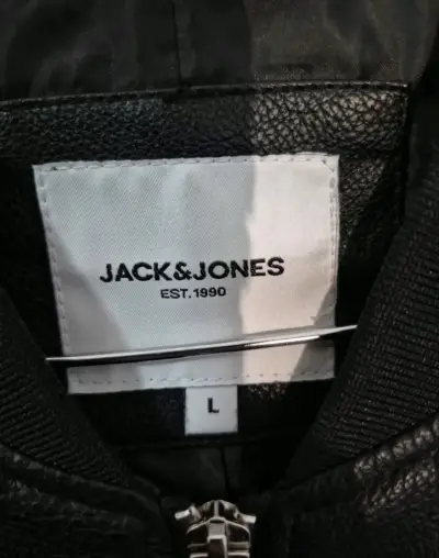 Chaqueta de cuero negra Jack & Jones - miniatura 3
