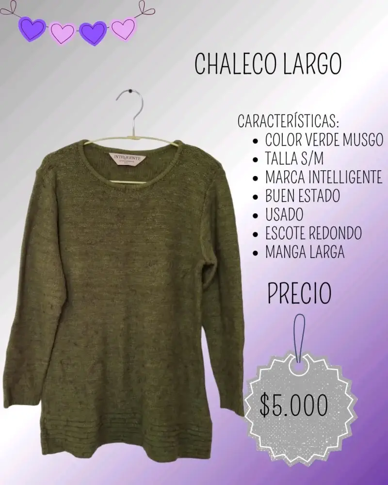Chaleco largo verde musgo Intelligente