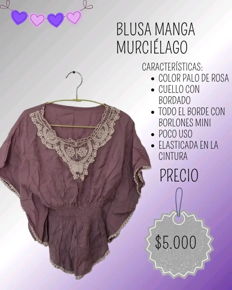 Blusa manga murciélago color palo de rosa