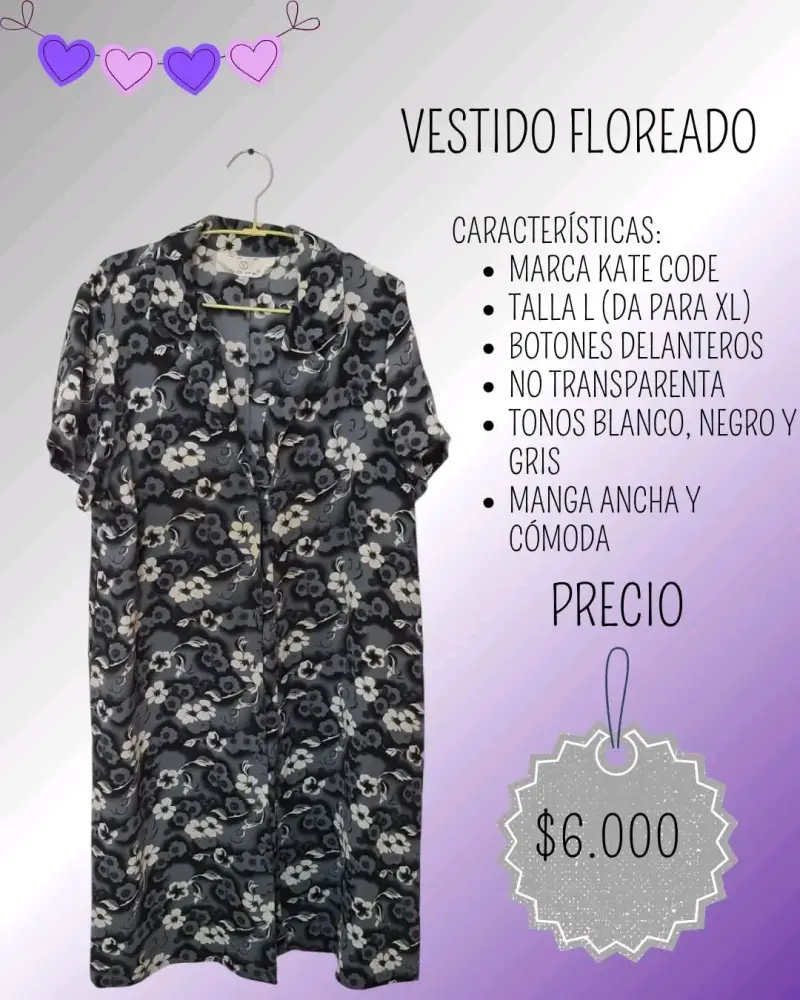 Vestido floreado Kate Code talla L