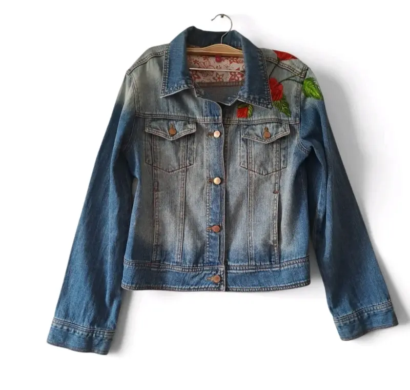 Chaqueta de mezclilla bordada para mujer - 1