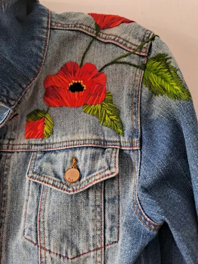 Chaqueta de mezclilla bordada para mujer - miniatura 2