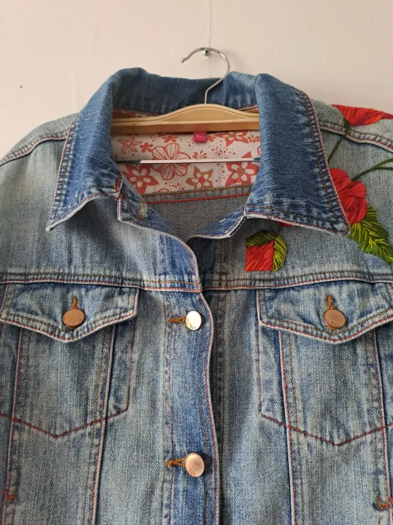 Chaqueta de mezclilla bordada para mujer - 4