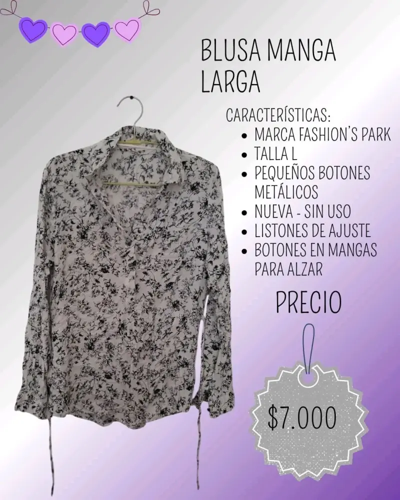 Blusa manga larga Fashion's Park talla L