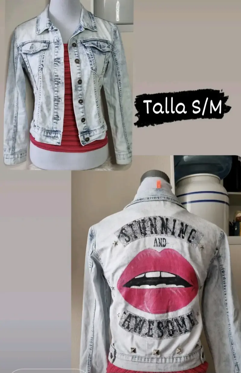 Chaqueta de mezclilla con diseño de labios - 4