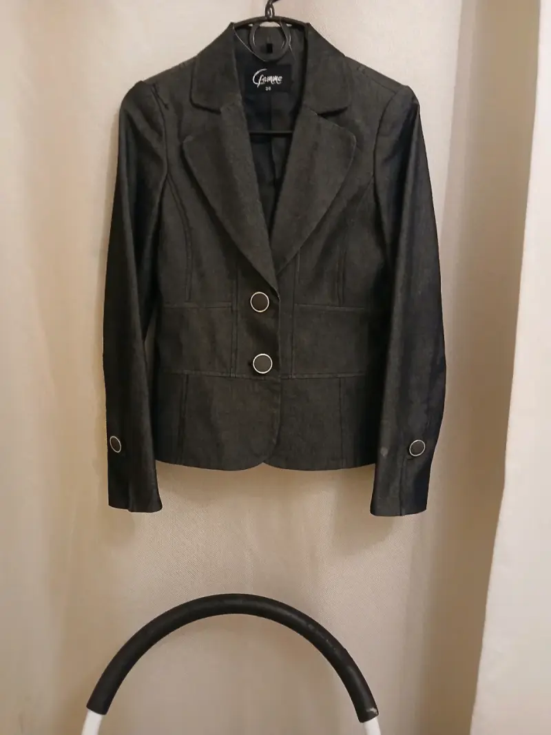 Blazer formal simil jeans oscuro para mujer - 1