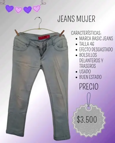 Jeans Mujer Talla 46 Efecto Desgastado - miniatura 1