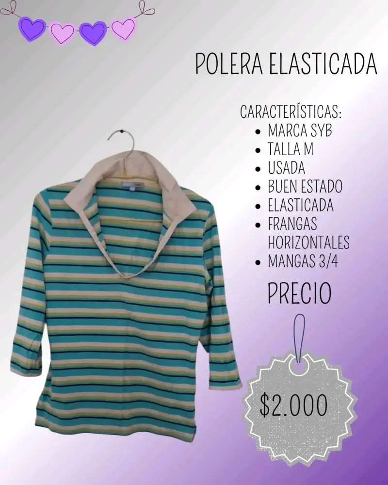 Polera elástica a rayas SYB talla M