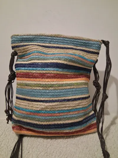 Bolso tejido a rayas multicolor Sun N Sand - miniatura 1
