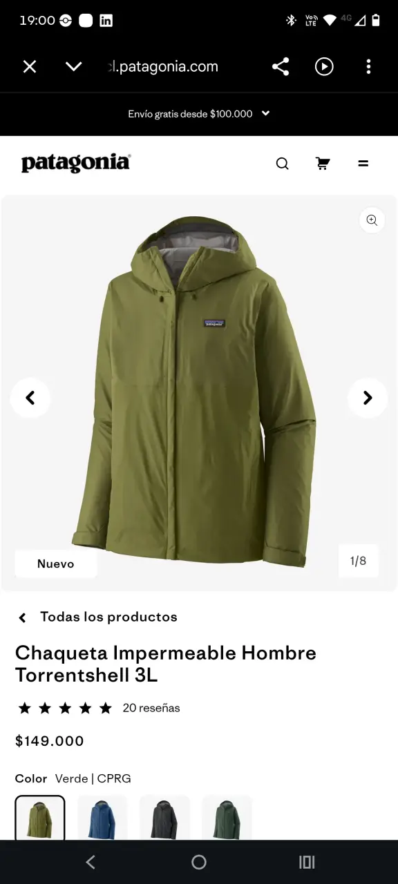 Chaqueta impermeable verde Patagonia - 5