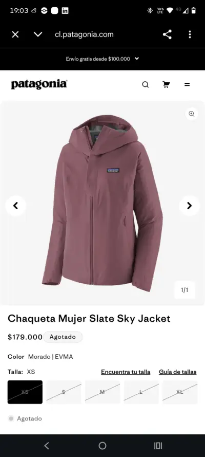 Chaqueta Impermeable Patagonia Mujer Azul - miniatura 5