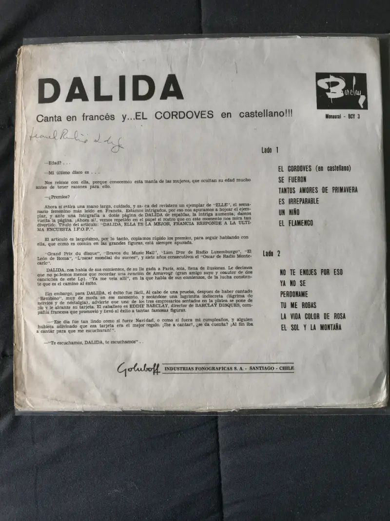 Vinilo clásico de Dalida en buen estado - 2