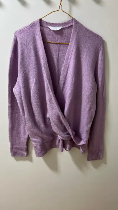 Cardigan morado de lana Time and Tru - miniatura 1