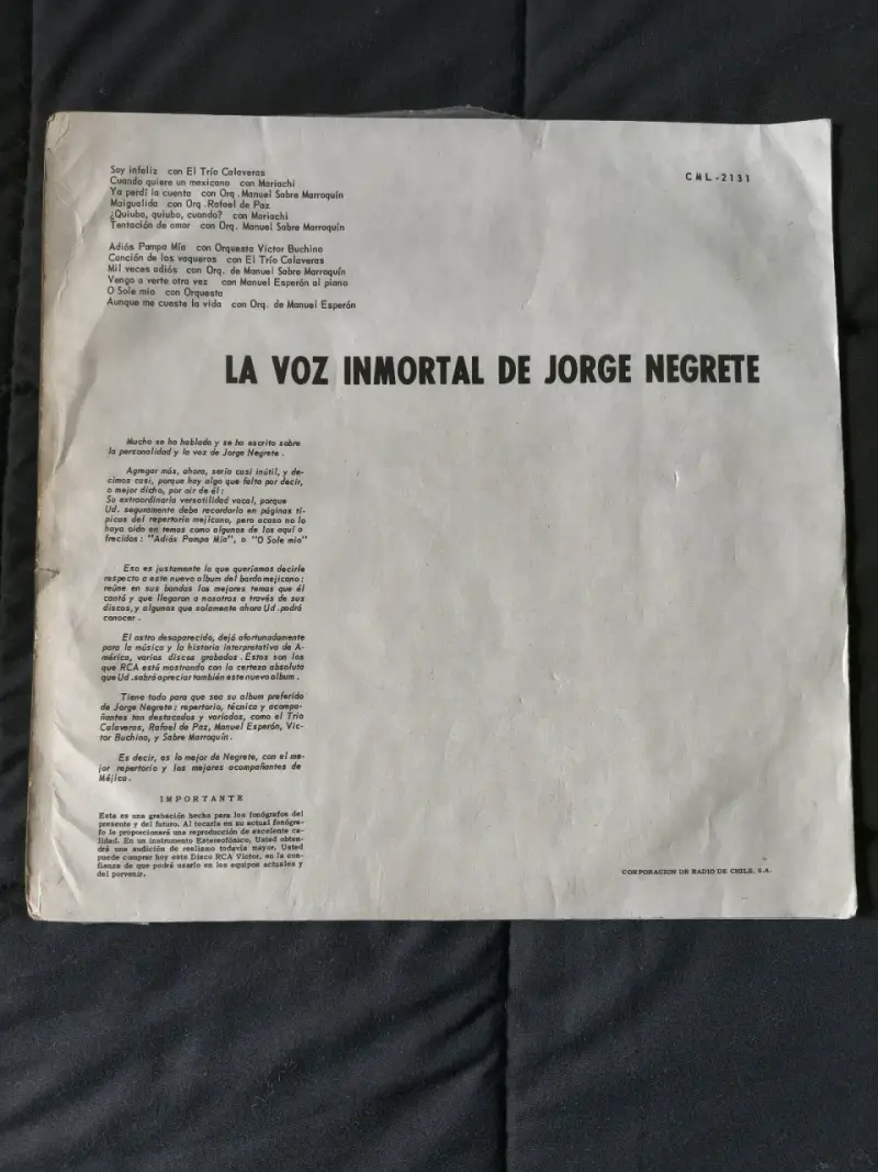 Vinilo La Voz Inmortal de Jorge Negrete - 2