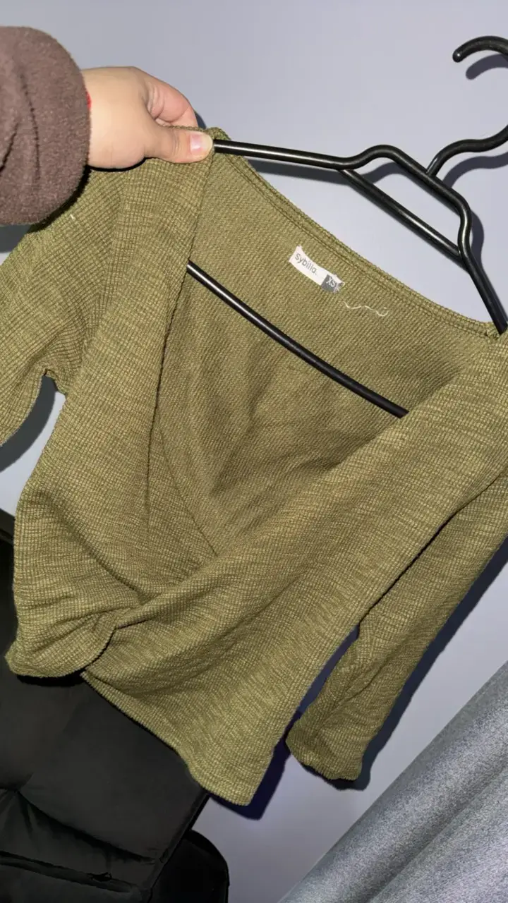 Blusa cruzada verde oliva Sybilla talla XS - 3
