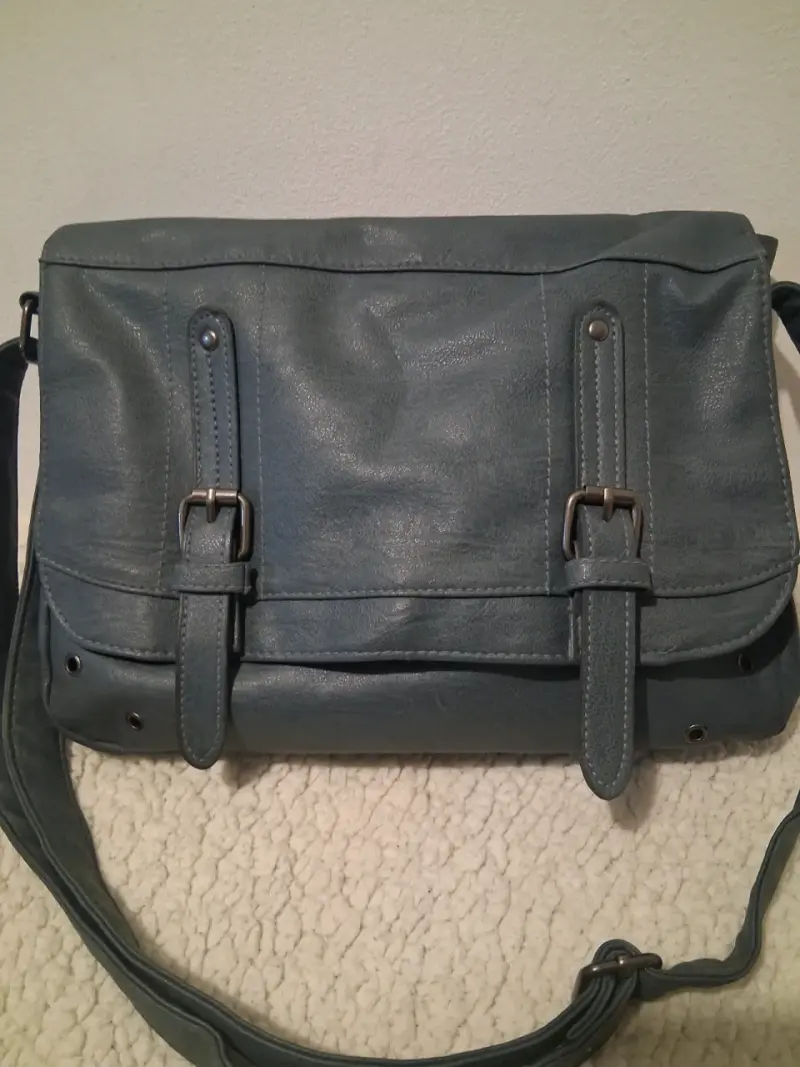 Bolso bandolera gris azulado de cuero sintético - 3