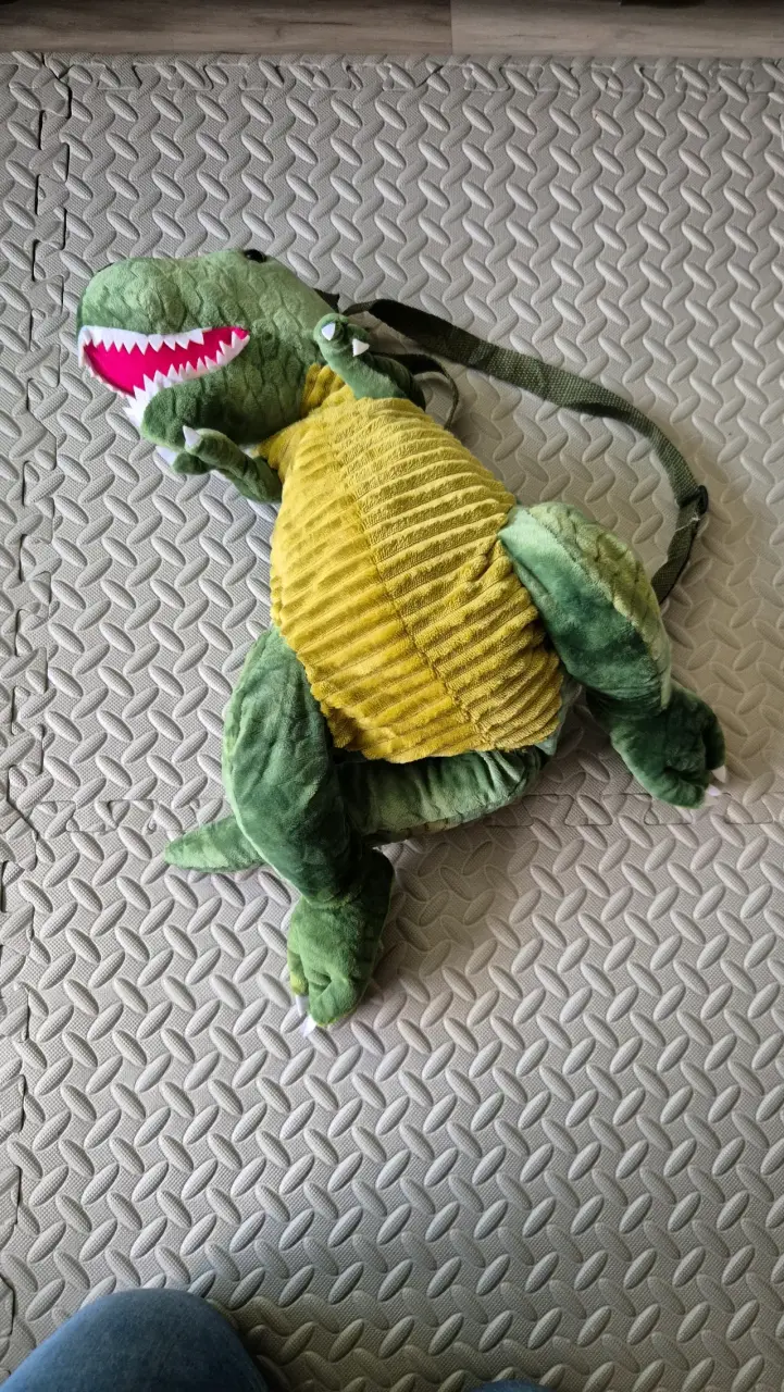Mochila infantil dinosaurio verde peluche - 1