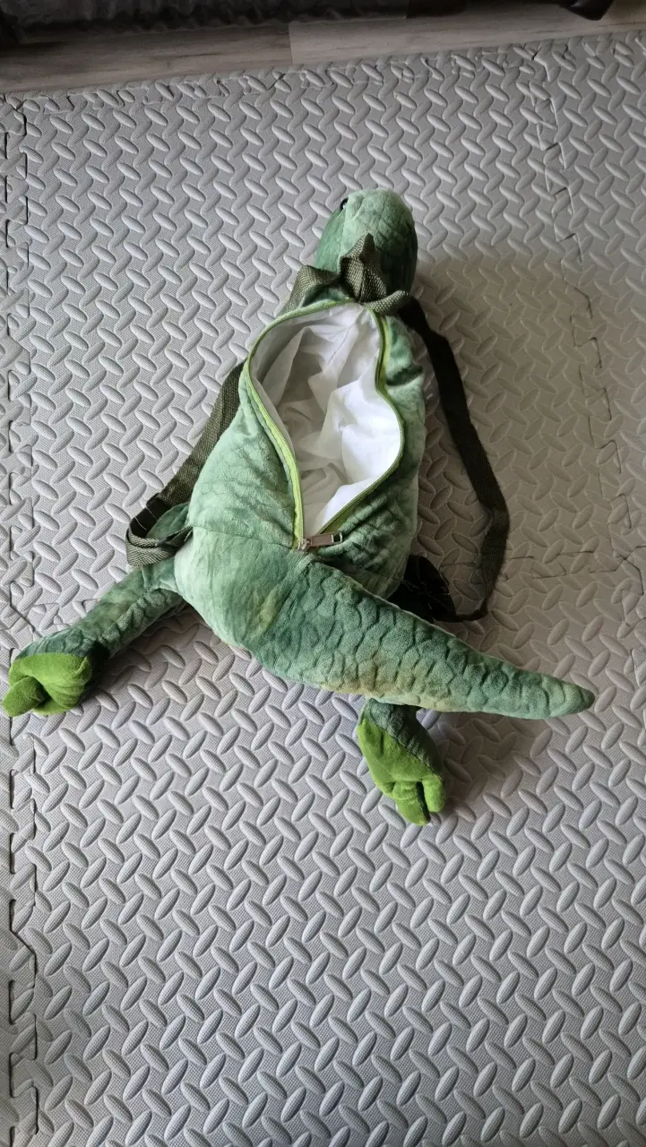 Mochila infantil dinosaurio verde peluche - 3